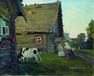 Boris Mikhailovich Kustodiev Painting - the hut kostroma province 1917 Boris Mikhailovich Kustodiev